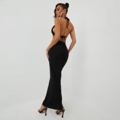 EGO High Waist Ruched Bum Detail Maxi Skirt In Black Textured Slinky 9 EGO High Waist Ruched Bum Detail Maxi Skirt In Black Textured Slinky -Sperrryego Store 01 11 22 july19068 copy