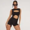 EGO Sleeveless Cut Out Suspender Detail Crop Top In Black Slinky 2 EGO Sleeveless Cut Out Suspender Detail Crop Top In Black Slinky -Sperrryego Store 02 05 23 jul92969 s
