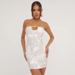 EGO Bandeau Cut Out Detail Mini Bodycon Dress In Printed Beige -Sperrryego Store 02 05 23 jul93105 s