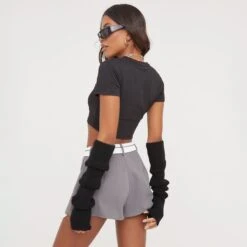 EGO Short Sleeve Metallic Crucifix Detail Cropped T-Shirt In Black -Sperrryego Store 04 04 23 noara78168 s