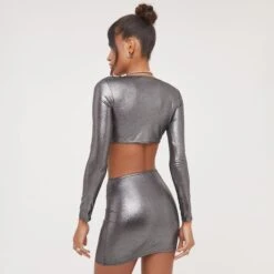 EGO Long Sleeve Ring Detail Split Top In Silver Metallic 8 EGO Long Sleeve Ring Detail Split Top In Silver Metallic -Sperrryego Store 04 04 23 noara78999 s 1