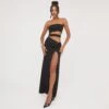 EGO Bandeau Cut Out Detail Front Split Maxi Dress In Black