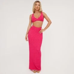 EGO High Waist Strap Detail Textured Maxi Skirt In Pink -Sperrryego Store 04 05 23 emhugh94729 sq