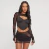 EGO Long Sleeve Double Layered Corset Top In Black Mesh -Sperrryego Store 05 01 23 ming40218 s2