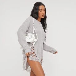 EGO Long Sleeve Distressed Detail Jumper Dress In Grey Knit 8 EGO Long Sleeve Distressed Detail Jumper Dress In Grey Knit -Sperrryego Store 05 01 23 ming41295 sq