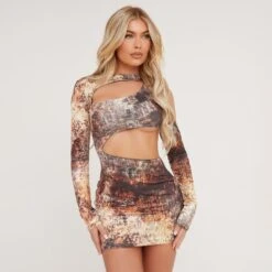 EGO One Shoulder Cut Out Detail Mini Bodycon Dress With Sleeve In Multi Acid Print Slinky 8 EGO One Shoulder Cut Out Detail Mini Bodycon Dress With Sleeve In Multi Acid Print Slinky -Sperrryego Store 06 02 23 emily53925 s