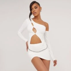 EGO High Waist Basic Mini Bodycon Skirt In Ivory Slinky -Sperrryego Store 06 06 23 jul110697 sq