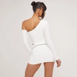 EGO High Waist Basic Mini Bodycon Skirt In Ivory Slinky -Sperrryego Store 06 06 23 jul110701 sq