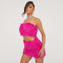 EGO Mini Skirt In Pink Faux Feather 9 EGO Mini Skirt In Pink Faux Feather -Sperrryego Store 06 07 23 jul80227 s