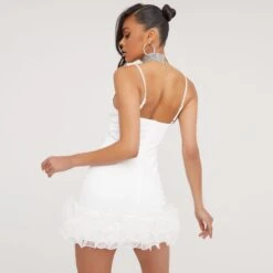EGO Thin Straps Cupped Detail Frill Hem Mini Dress In White -Sperrryego Store 06 07 23 jul80271 s