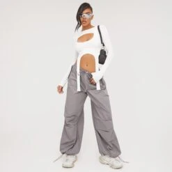 EGO Long Sleeve Double Layered Crop Top In Cream Slinky 9 EGO Long Sleeve Double Layered Crop Top In Cream Slinky -Sperrryego Store 06 07 23 jul80899 sq