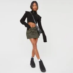 EGO Long Sleeve Turtle Neck Cropped Jumper In Black Cable Knit -Sperrryego Store 06 12 22 unya32477 copy