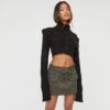 EGO Long Sleeve Turtle Neck Cropped Jumper In Black Cable Knit -Sperrryego Store 06 12 22 unya32481 copy