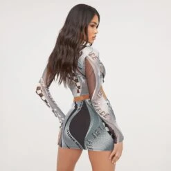 EGO High Waist Motocross Print Mini Bodycon Skirt In Grey Multi Mesh -Sperrryego Store 07 03 23 jul64415 s