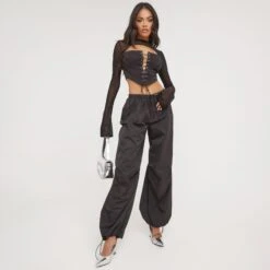 EGO Lace Up Mesh Sleeve Corset Top In Black 9 EGO Lace Up Mesh Sleeve Corset Top In Black -Sperrryego Store 07 03 23 jul64864 s