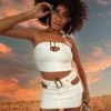 EGO Buckle Front Cut Out Detail Mini Skirt In Cream -Sperrryego Store 07 06 23 festival113470 sq