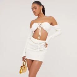 EGO High Waist Textured Detail Mini Bodycon Skirt In Ivory 8 EGO High Waist Textured Detail Mini Bodycon Skirt In Ivory -Sperrryego Store 09 05 23 jul95606 sq