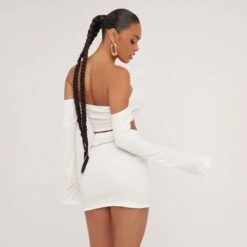 EGO Long Sleeve Bardot Multi Way Textured Bralet In Ivory -Sperrryego Store 09 05 23 jul95629 sq 1