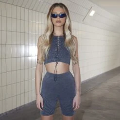 EGO Lace Up Toggle Detail Racer Crop Top In Grey Acid Wash Ribbed -Sperrryego Store 09 12 22 rott34563 copy