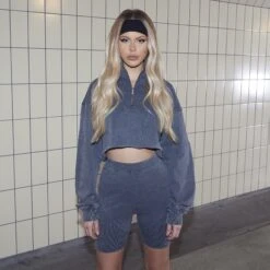 EGO High Neck Long Sleeve Half Zip Seam Detail Cropped Jumper In Grey Acid Wash -Sperrryego Store 09 12 22 rott34606 copy