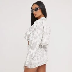 EGO High Waist Cargo Style Mini Bodycon Skirt In Cream Acid Wash -Sperrryego Store 11 04 23 ming81378 s