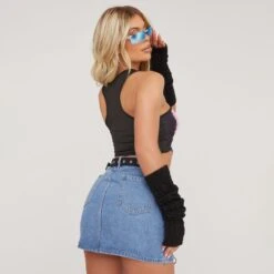 EGO Dipped Hem Body Print Racer Crop Top In Pink Multi -Sperrryego Store 13 04 23 em84126 s