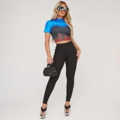 EGO High Neck Ombre Print Crop Top In Blue Multi Ribbed 9 EGO High Neck Ombre Print Crop Top In Blue Multi Ribbed -Sperrryego Store 13 04 23 em85050 s