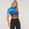 EGO High Neck Ombre Print Crop Top In Blue Multi Ribbed -Sperrryego Store 13 04 23 em85057 s