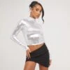 EGO Long Sleeve High Neck Crop Top In Silver Metallic -Sperrryego Store 14 03 23 ming67457 s