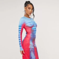 EGO Long Sleeve Body Print Maxi Dress In Pink Multi -Sperrryego Store 14 03 23 ming68266 sq