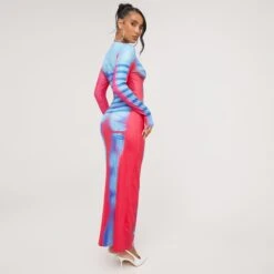 EGO Long Sleeve Body Print Maxi Dress In Pink Multi -Sperrryego Store 14 03 23 ming68273 sq