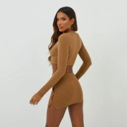 EGO Side Button Detail Mini Bodycon Skirt In Camel Ribbed 8 EGO Side Button Detail Mini Bodycon Skirt In Camel Ribbed -Sperrryego Store 15 09 22 noara 19095