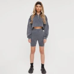 EGO High Neck Long Sleeve Half Zip Seam Detail Cropped Jumper In Grey Acid Wash -Sperrryego Store 15 12 2237044 copy