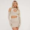 EGO High Neck Keyhole Detail Crop Top With Gloves In Stone Slinky -Sperrryego Store 16 02 23 emily59354 s