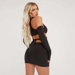 EGO High Neck Keyhole Tie Waist Crop Top In Black Slinky 8 EGO High Neck Keyhole Tie Waist Crop Top In Black Slinky -Sperrryego Store 16 02 23 emily59454 s
