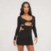 EGO Long Sleeve Front Cut Out Detail Mini Bodycon Dress In Black Slinky 1 EGO Long Sleeve Front Cut Out Detail Mini Bodycon Dress In Black Slinky -Sperrryego Store 16 03 23 ming68974 s