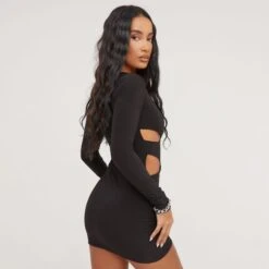 EGO Long Sleeve Front Cut Out Detail Mini Bodycon Dress In Black Slinky 9 EGO Long Sleeve Front Cut Out Detail Mini Bodycon Dress In Black Slinky -Sperrryego Store 16 03 23 ming68992 s