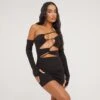 EGO One Shoulder Strappy Cut Out Detail Mini Bodycon Dress With Sleeve In Black Slinky 1 EGO One Shoulder Strappy Cut Out Detail Mini Bodycon Dress With Sleeve In Black Slinky -Sperrryego Store 16 03 23 ming69358 s
