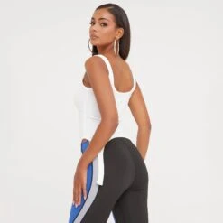 EGO Square Neck Zip Front Suspender Strap Crop Top In White Ribbed -Sperrryego Store 17 01 23 pam46503 s