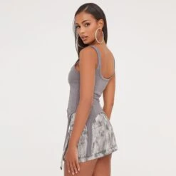 EGO Square Neck Zip Front Suspender Strap Crop Top In Grey Ribbed -Sperrryego Store 17 01 23 pam46861 s