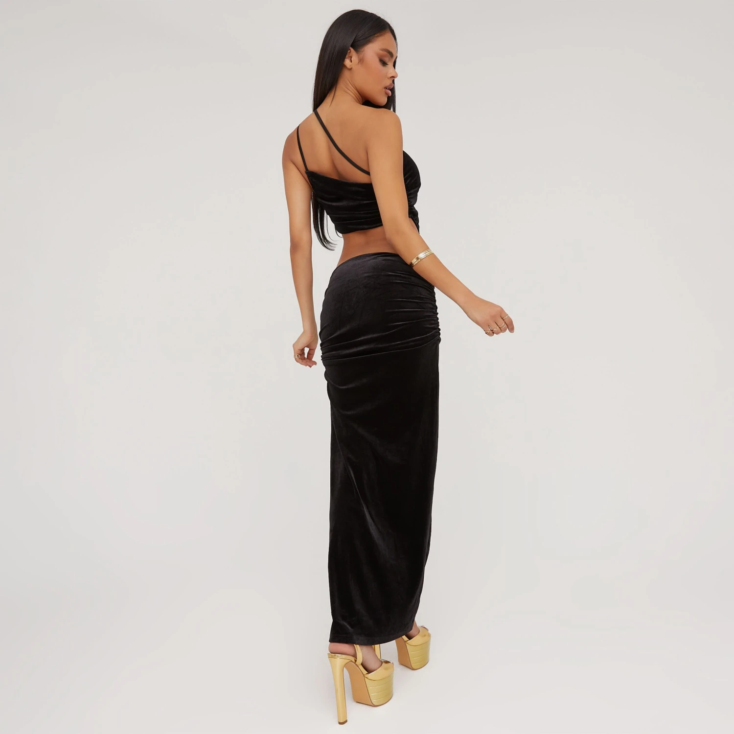 EGO Strappy One Shoulder Cut Out Detail Maxi Dress In Black 5 EGO Strappy One Shoulder Cut Out Detail Maxi Dress In Black - Image 3