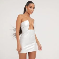 EGO Strapless Cut Out Detail Mini Bodycon Dress In Silver Metallic 9 EGO Strapless Cut Out Detail Mini Bodycon Dress In Silver Metallic -Sperrryego Store 19 01 23 ming48433 s