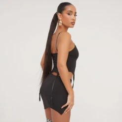 EGO Thin Straps Suspender Detail Crop Top In Black Slinky -Sperrryego Store 19 01 23 ming48508 s