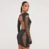 EGO Long Sleeve Extreme Cut Out Ladder Detail Open Back Mini Bodycon Dress In Black Slinky -Sperrryego Store 19 01 23 ming48865 s
