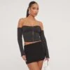 EGO Long Sleeve Bardot Hook And Eye Bandage Detail Top In Black 2 EGO Long Sleeve Bardot Hook And Eye Bandage Detail Top In Black -Sperrryego Store 19 01 23 ming49029 s