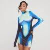 EGO High Neck Long Sleeve Body Heat Printed Detail Mini Bodycon Dress In Blue 2 EGO High Neck Long Sleeve Body Heat Printed Detail Mini Bodycon Dress In Blue -Sperrryego Store 20 12 22 jul37396 copy 2