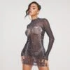 EGO High Neck Long Sleeve Bodying Detail Mini Bodycon Dress In Black Mesh -Sperrryego Store 20 12 22 jul37561 copy 2