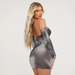 EGO Halterneck Cut Out Detail Mono Print Mini Bodycon Dress In Multi Slinky -Sperrryego Store 21 03 23 em70572 s