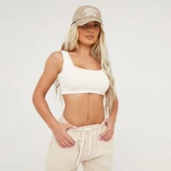 EGO Square Neck Super Stretch Bralet In Cream