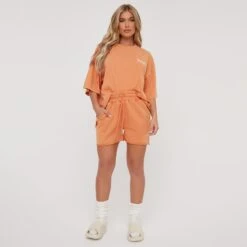 Oversized 'Ego Studio' Slogan T-Shirt In Orange